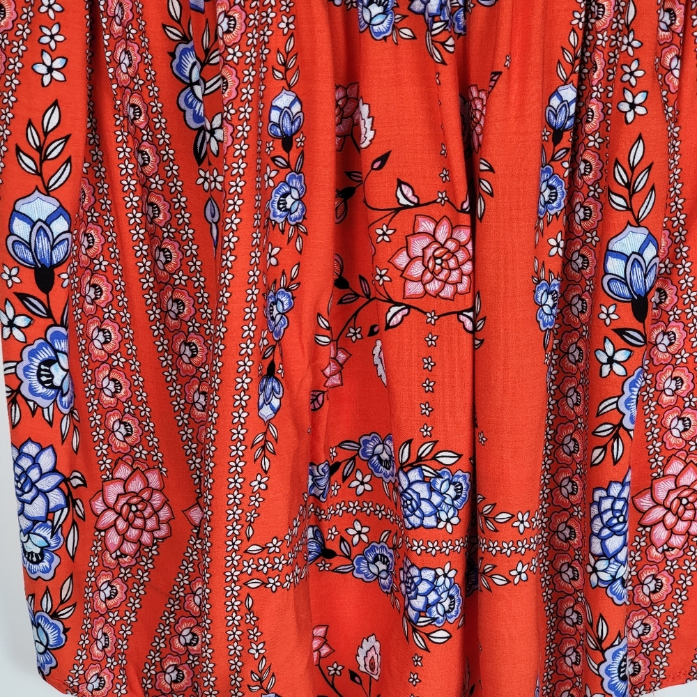Jaase Red Floral Off Shoulder Flutter Sleeve Flowy Top, EUC, size Medium - Picture 4 of 5
